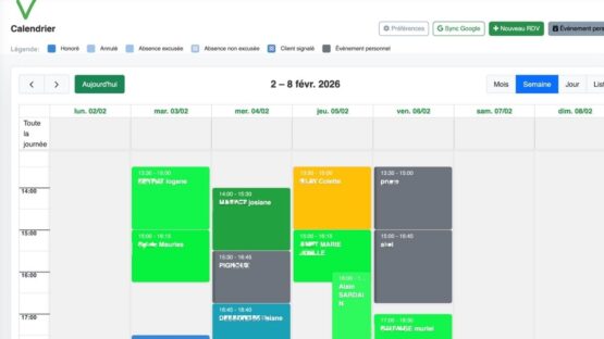 logiciel de toilettage - ici l'agenda de Planipets